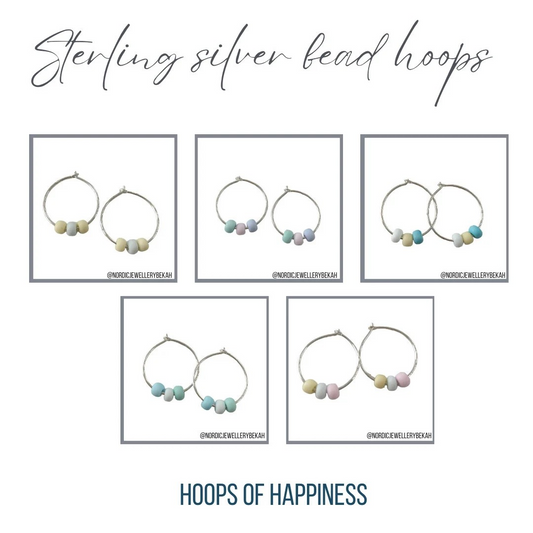 Sterling Silver Sunshine Beads Hoops - choose your colour!