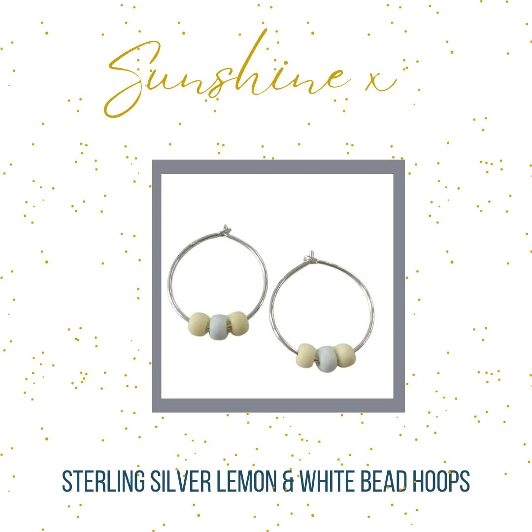 Sterling Silver Sunshine Beads Hoops - choose your colour!