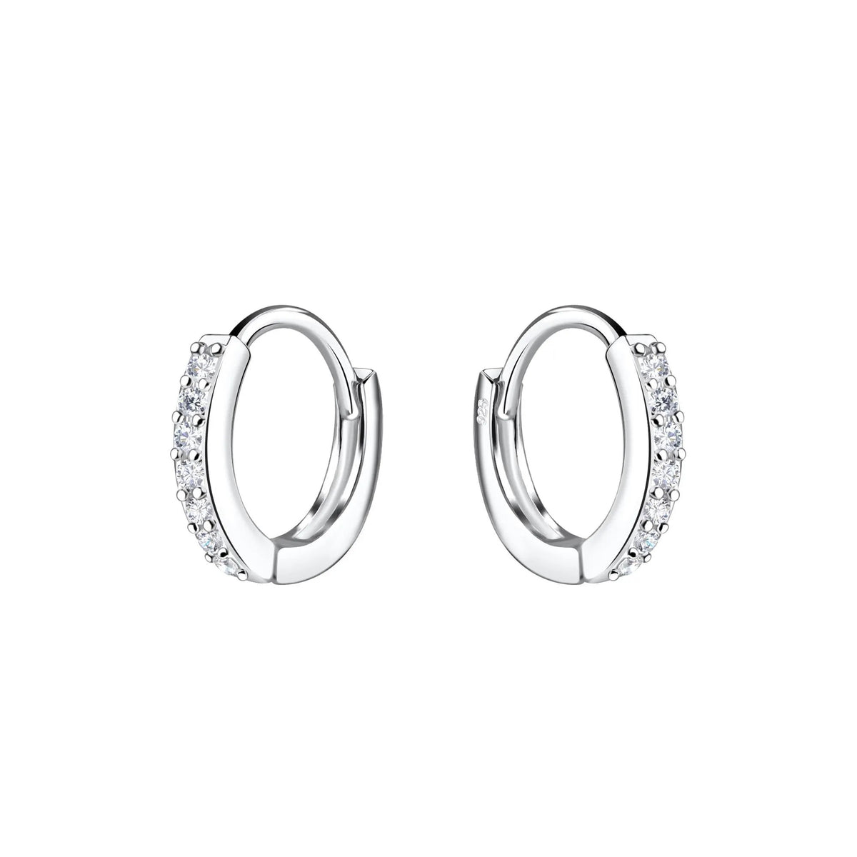 Sterling Silver Cubic Zirconia Huggie Hoop Earrings