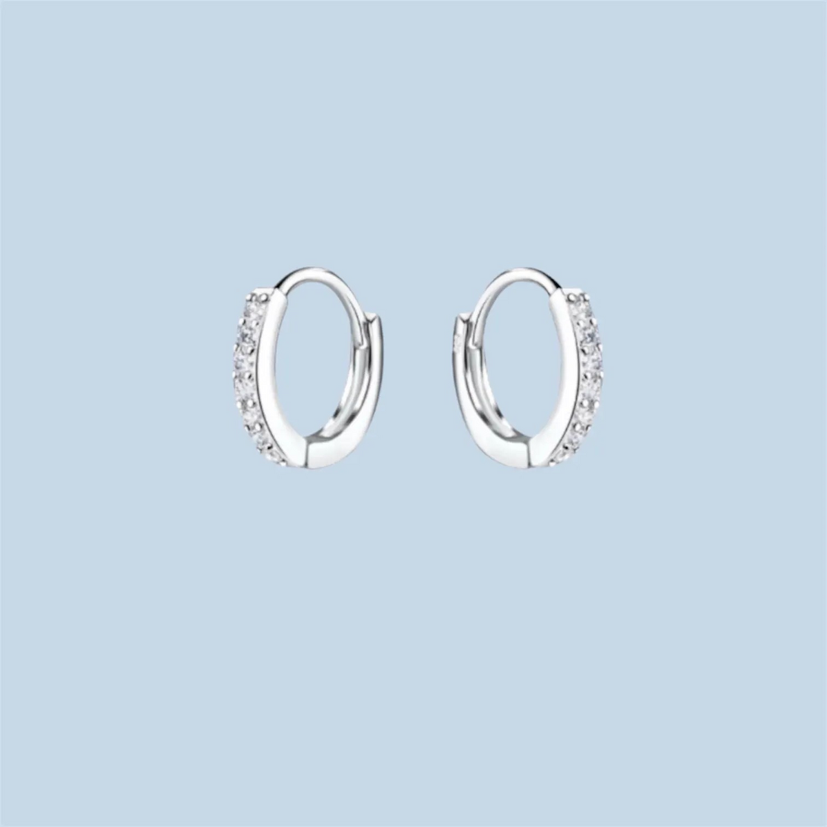 Sterling Silver Cubic Zirconia Huggie Hoop Earrings