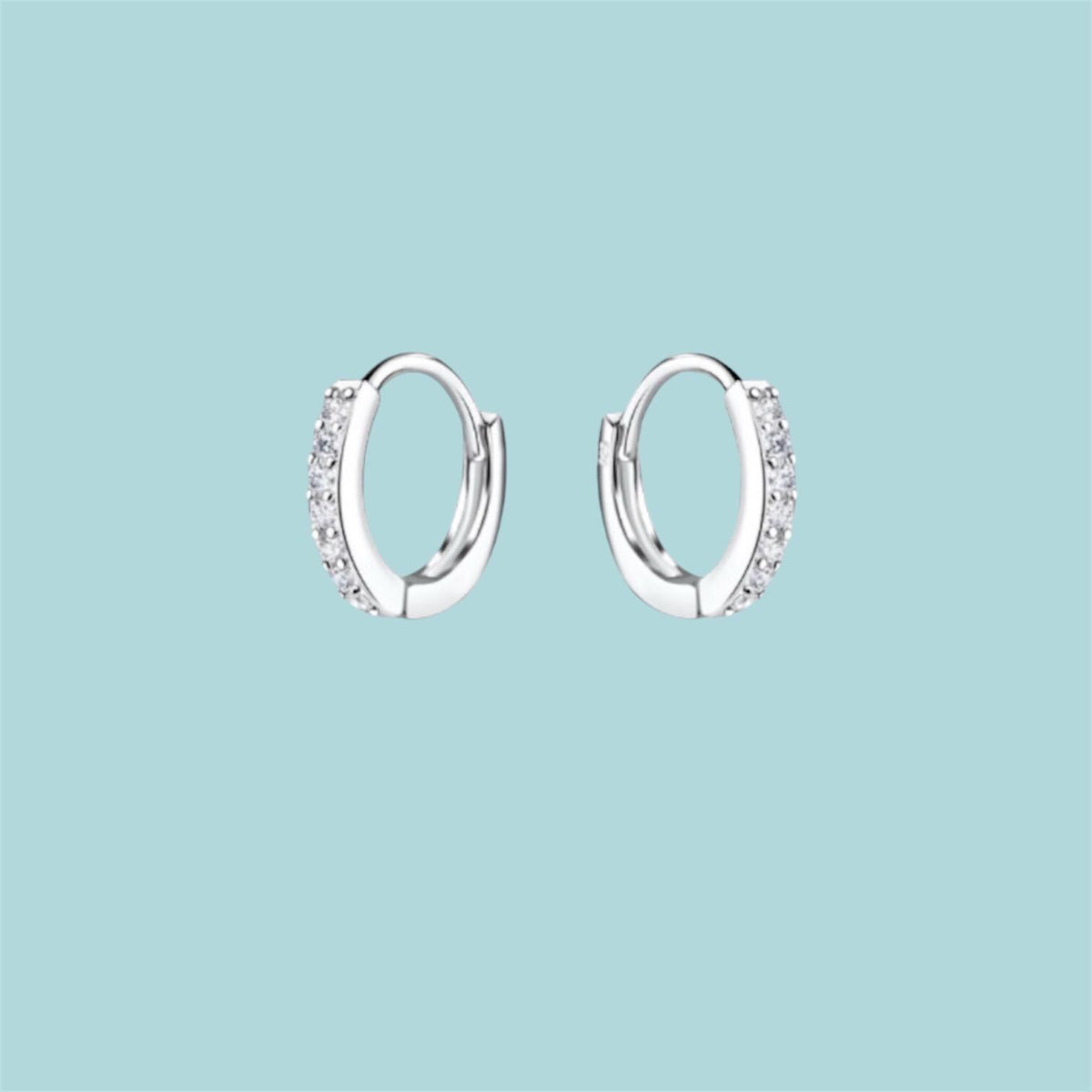 Sterling Silver Cubic Zirconia Huggie Hoop Earrings