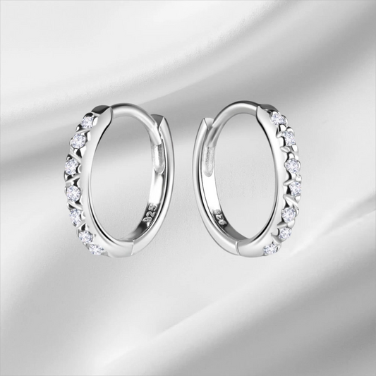 Sterling Silver Cubic Zirconia Huggie Hoop Earrings