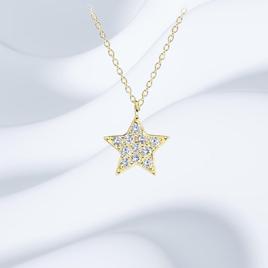 Sterling Silver 14K Gold Plated Star Necklace