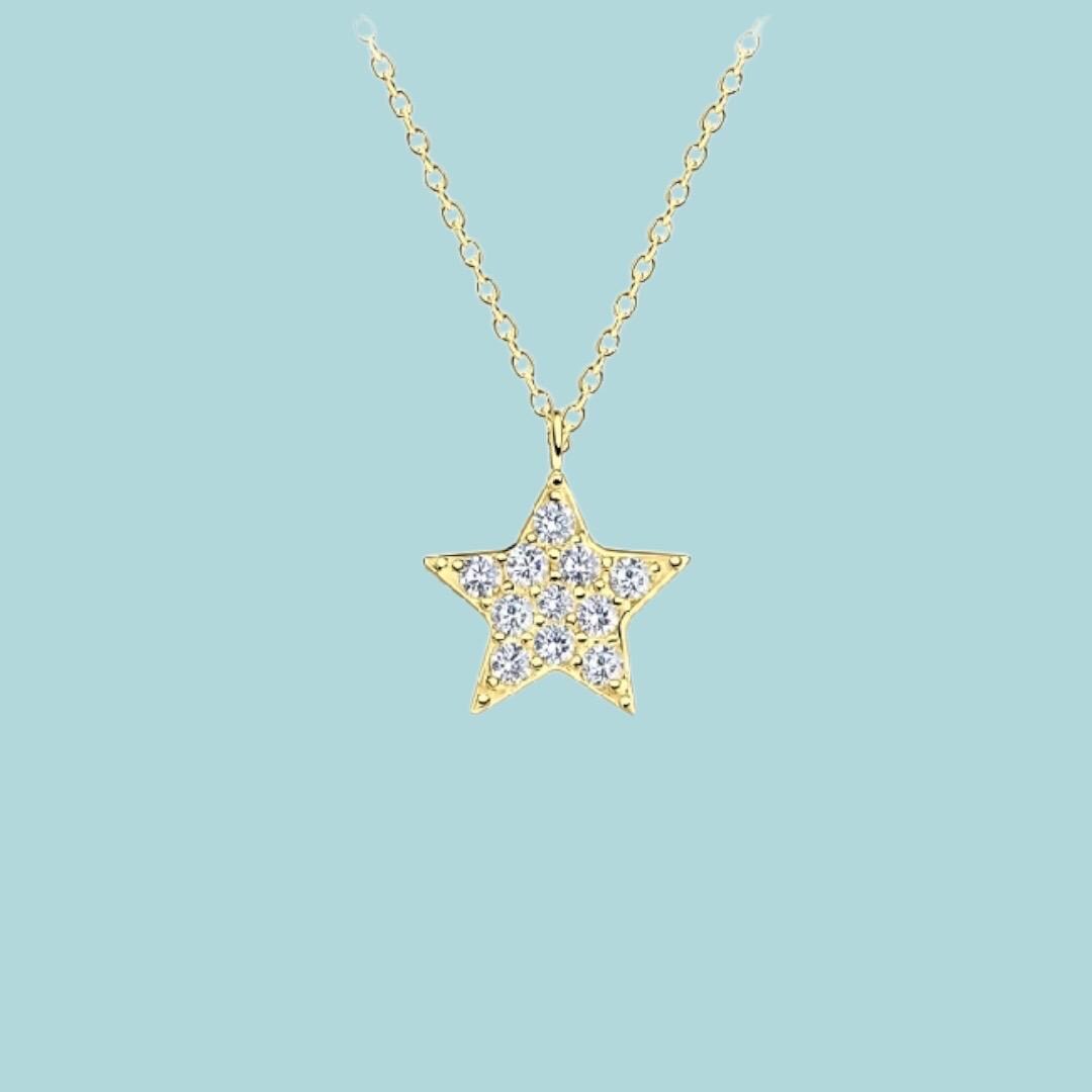 Sterling Silver 14K Gold Plated Star Necklace