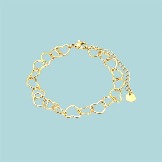 Gold Heart Chain Bracelet
