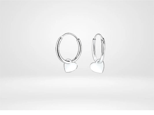 Sterling Silver Heart Hoop Earrings