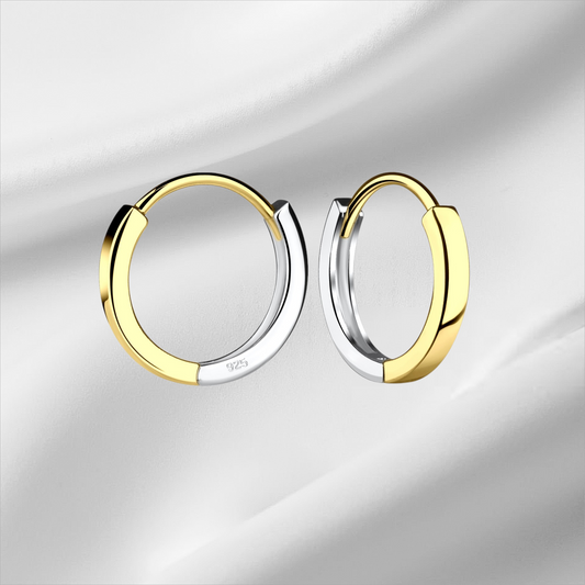 Sterling Silver & 14k Gold Plated Huggie Hoop
