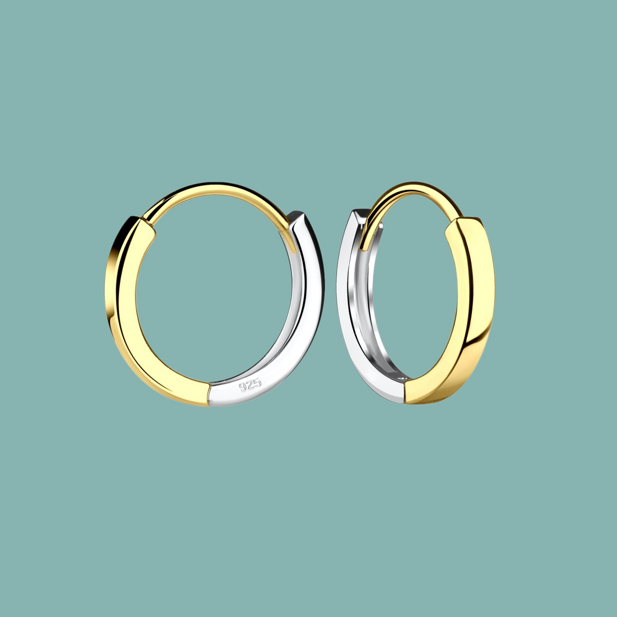 Sterling Silver & 14k Gold Plated Huggie Hoop