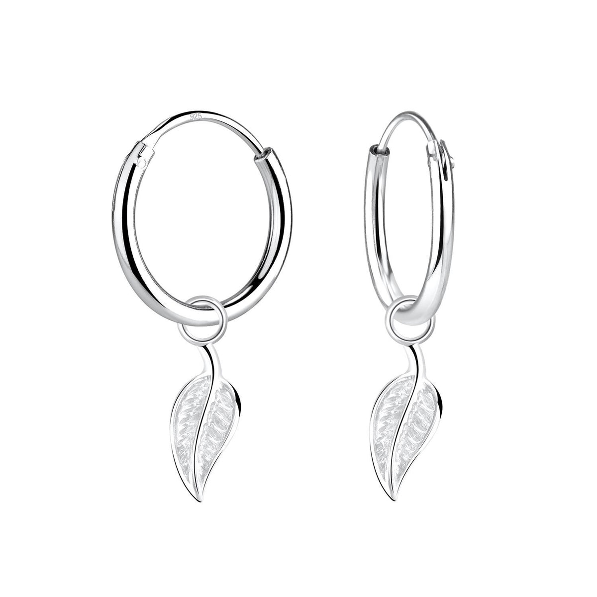 Sterling Silver Leaf Hoops
