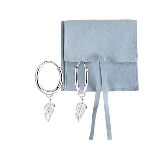 Sterling Silver Leaf Hoops