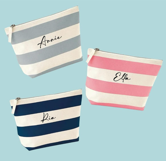 Personalised Cotton Stripe Accessory Bag